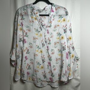 Counterparts Floral Blouse - White with Multicolor Accents
